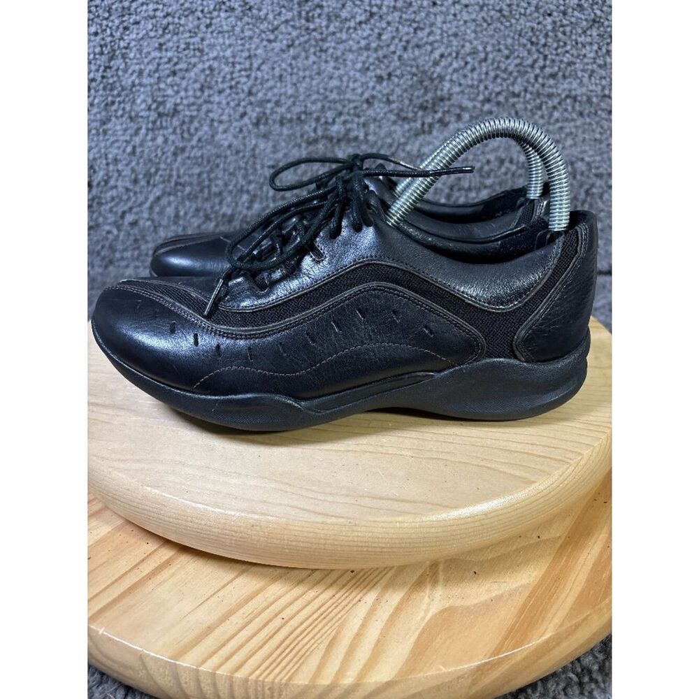 Clarks Wave Wheel Walking Shoe Womens Size 7.5  Black Nubuck Leather Sneaker